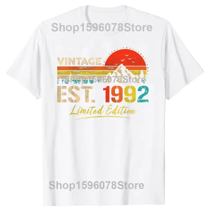 T-shirt vintage Est 1992 édition limitée, style streetwear classique 1992, humoristique, coupe ample