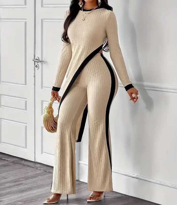 Ensemble haut et pantalon à ourlet asymétrique pour femmes