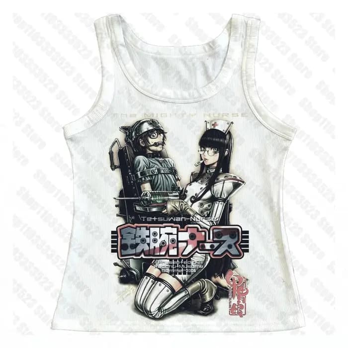 Mode d'été Y2k Style Punk gothique impression gilet de rue Emo filles 2000s rétro