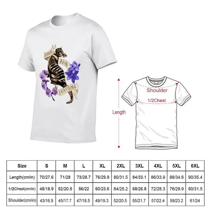 T-shirt Thylacine's Lament, décontracté, ample, pour un usage quotidien