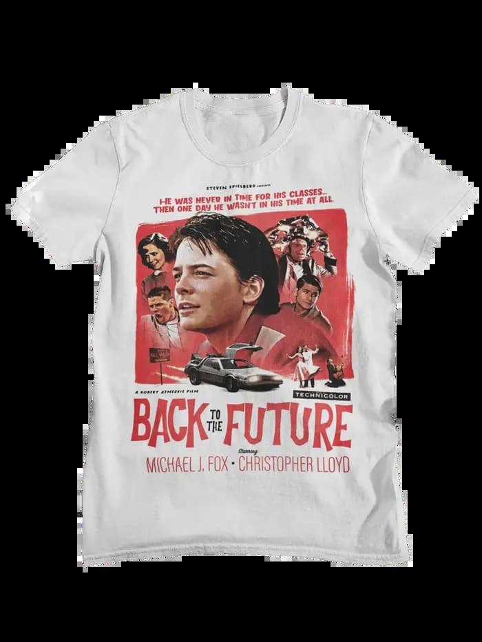 T-shirt imprimé rétro pour hommes, inspiré de Marty Doc Delorean Time Machine, décontracté, à manche