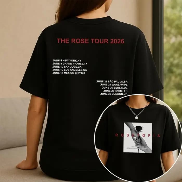 T-shirt Rose Rosetopia World Tour K-Pop Concert, Streetwear pour couple, chemise en pur coton, vêtem