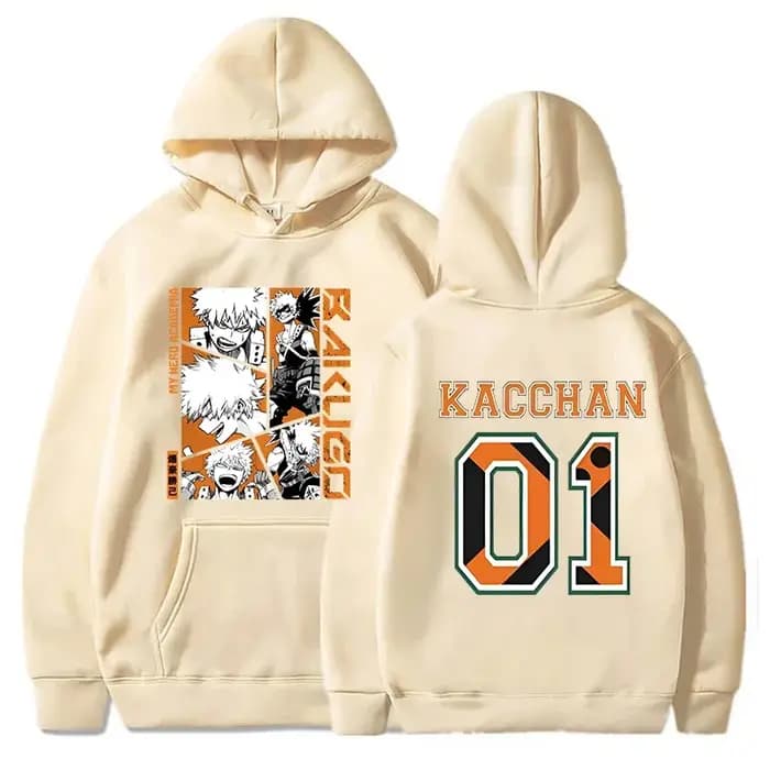 Sweats à capuche imprimés Anime Bakugou Katsuki pour hommes et femmes, pulls à la mode pour l'automn