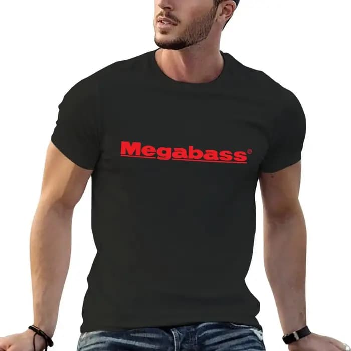 MEGABASS-T-shirt noir surdimensionné pour homme, vêtement mignon