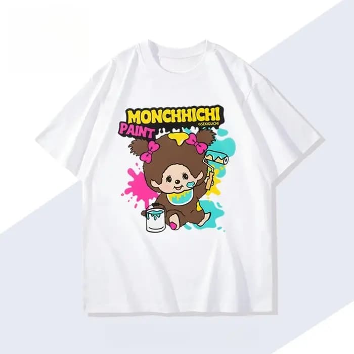 T-shirt Monchhichi à thème graffiti de dessin animé mignon pour hommes et femmes
