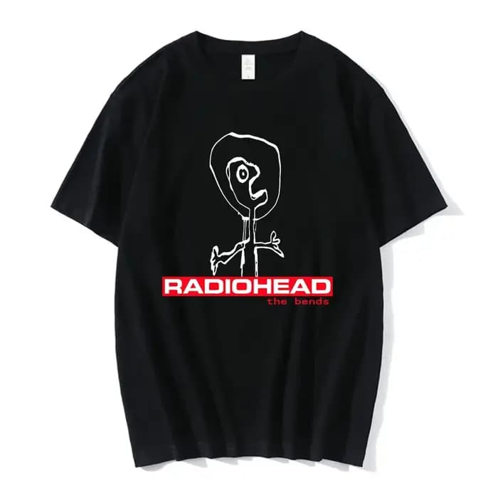 Vintage groupe de Rock Radiohead t-shirt hommes 100% coton T-shirts Hip Hop les courbes Album de musique impression