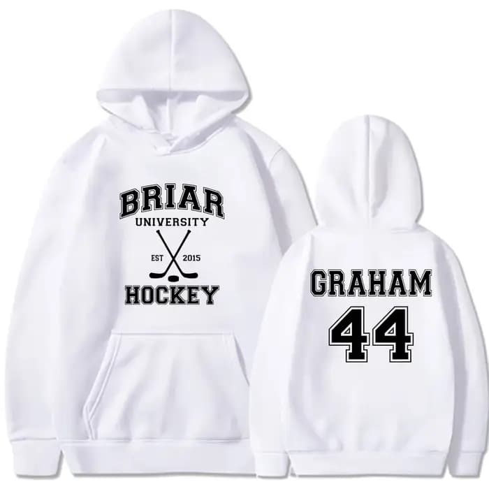 Briar University Graham 44 Hockey 2 Side Hoodies Off Campus Hockey Romance Hoodie Unisexe Sweat-shirt à capuche décontracté Cadeau pour les lecteurs