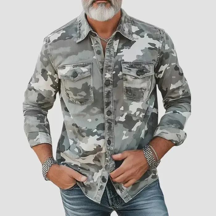 2025 printemps automne chemise pour hommes imprimé Camouflage revers haut à manches longues vêtement