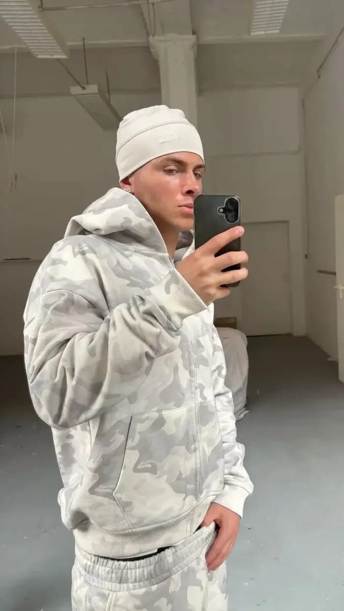 Ensemble deux pièces camouflage gris pour homme