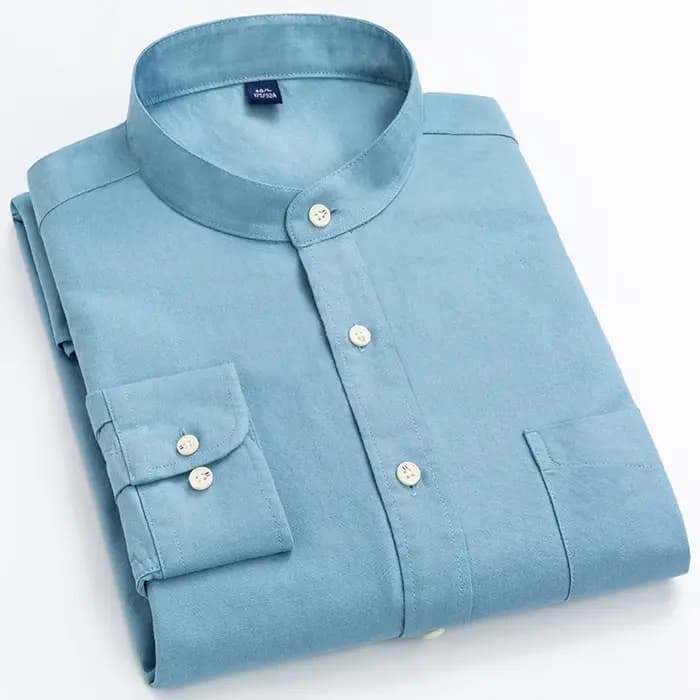 Col montant ou col rabattu tout coton chemise à manches longues pour hommes