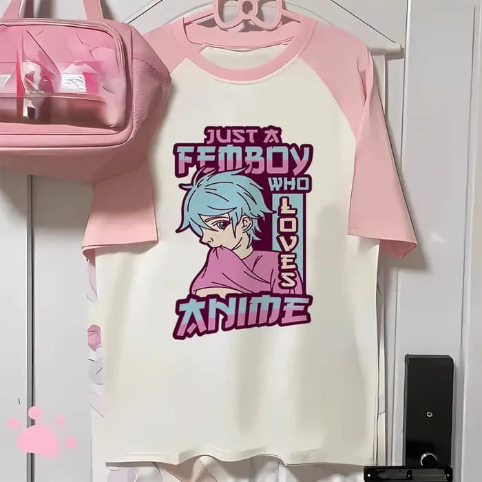 Femboy t-shirt femme graphique rétro hip hop Grunge anime Pop Culture chemise Pastel streetwear Y2k