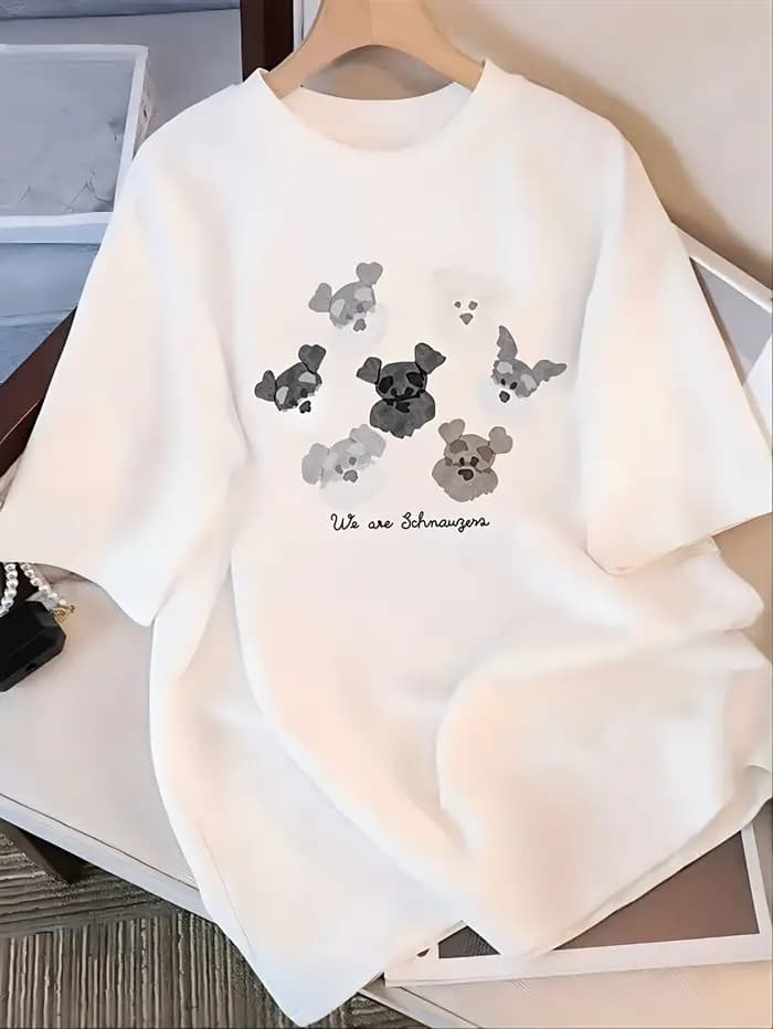 T-shirt vintage imprimé chien pour femme