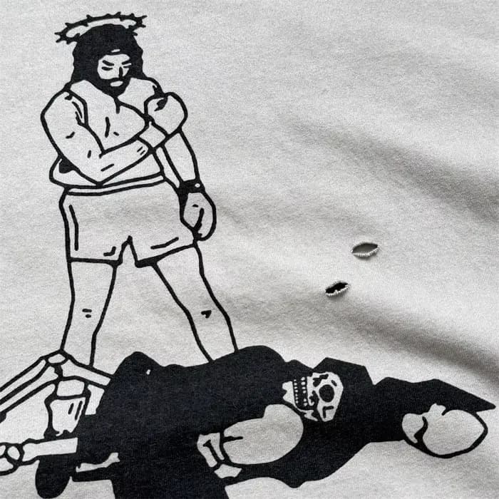 T-shirts vintage délavés imprimés Hole Boxer pour hommes et femmes – Qualité supérieure