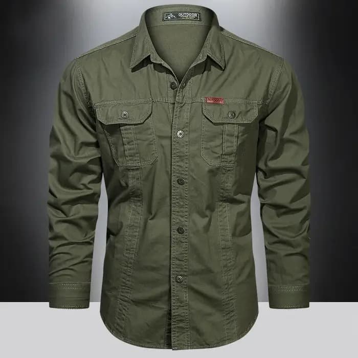 Chemise Cargo à manches longues pour hommes, chemises décontractées en coton, de haute qualité, surc