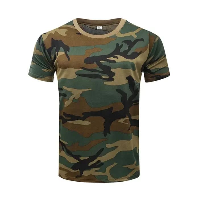 T-shirt camouflage tactique imprimé 3D pour homme, mode décontractée, col rond, manches courtes, vêt