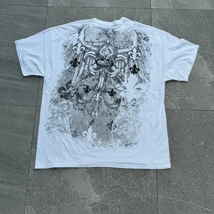 Street Style Southpole Hommes Gothique Foncé Thème Vintage Grunge Mode Manches Courtes Surdimensionné Imprimé Confort