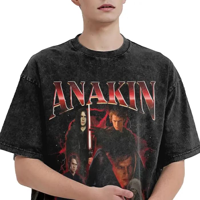 T-shirt délavé Anakin Skywalker Sith rétro Collage Hip Hop Vintage T-Shirts Harajuku Streetwear graphique hauts