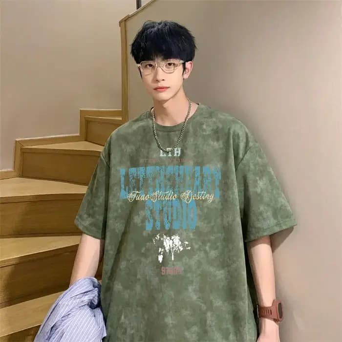 T-shirts imprimés tie-dye avec lettres pour hommes