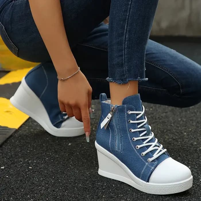 Baskets montantes à talons compensés pour femmes