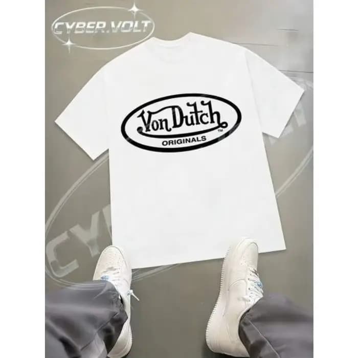 【Nouveauté】T-shirt graphique surdimensionné avec logo ovale Von Dutch Originals | T-shirt à manches courtes en coton
