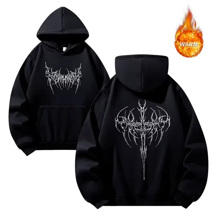 Sweat-shirt à capuche imprimé épineux pour hommes