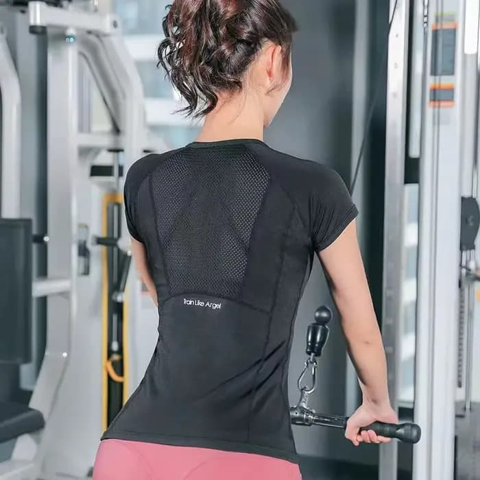 T-shirt de sport pour femme, été, respirant, sexy, dos nu, vêtements de fitness, séchage rapide, cou