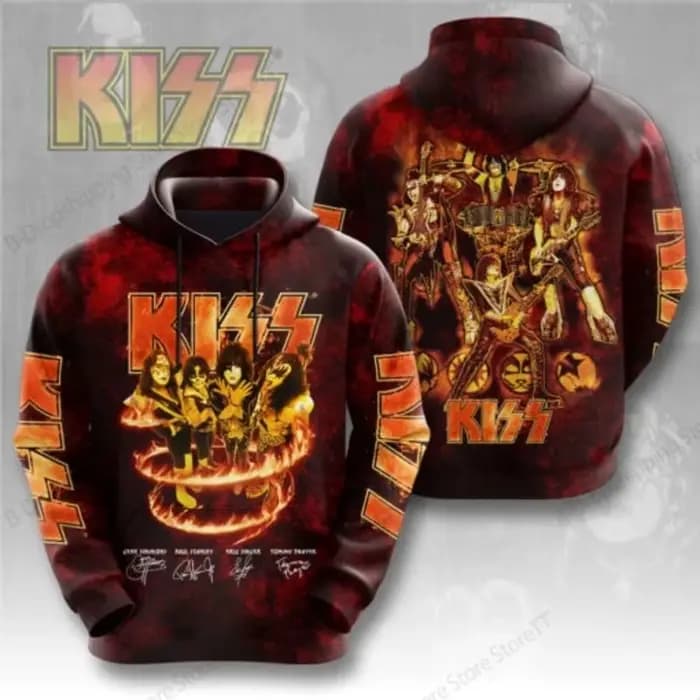 Sweat à capuche imprimé 3D Rock Kiss Band pour hommes et femmes