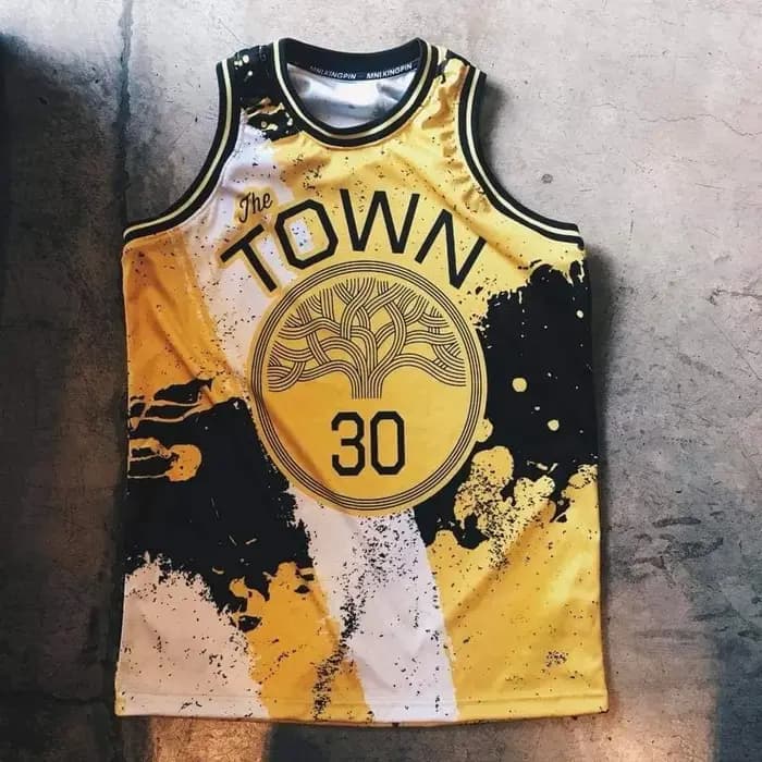 Sweat-shirt de basket-ball City Inkjet Graffiti n°30 Stephen Curry, jaune et noir, respirant, en mai