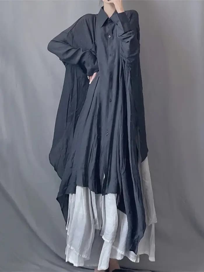 DEAT 2025 nouveau mince voir lancer Styles chauve-souris léger ample taille libre chemise longue Blo