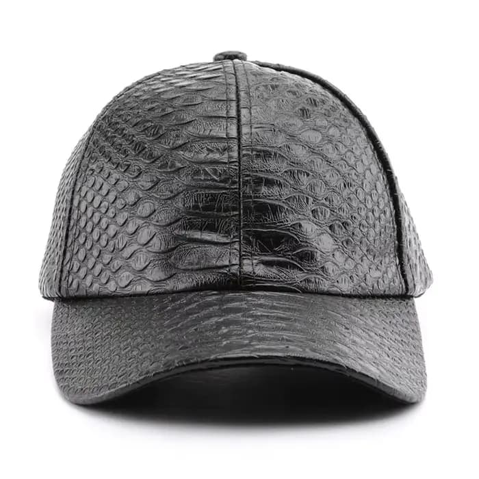 Casquette de baseball en cuir PU imitation crocodile style hip-hop urbain