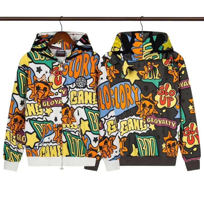 Glo Gang The Glory sweat à capuche zippé complet Camouflage Cardigan hommes femmes 1:1 meilleure qua