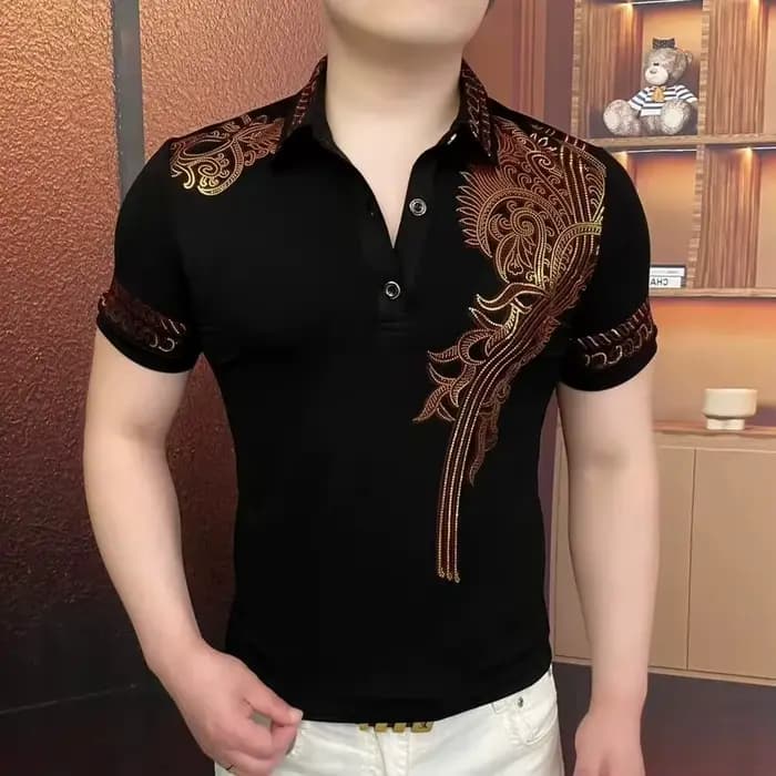 Luxe Laser imprimé T-shirt hommes été à manches courtes polos décontractés mode affaires Social Street Wear POLO t-shirts M-5XL