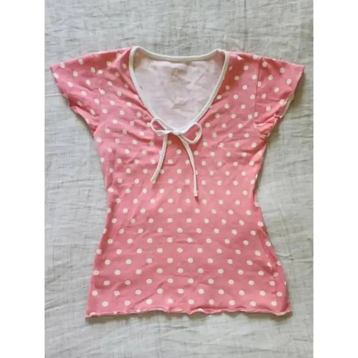 Américain Vintage Hottie t-shirts rétro sous-culture à pois T-shirt nœud conception à manches courte