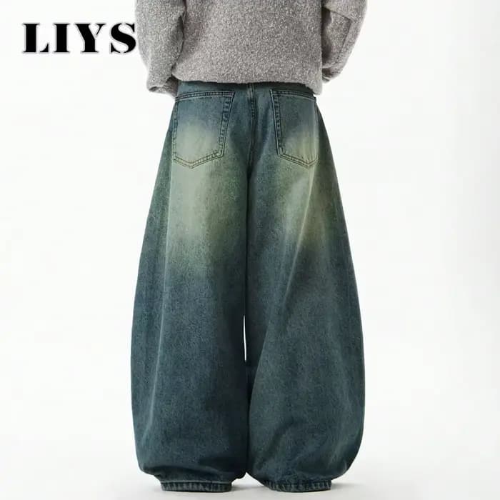 Vêtements pour hommes bleu pantalon en jean à jambes larges jean Baggy Vintage coupe tridimensionnel
