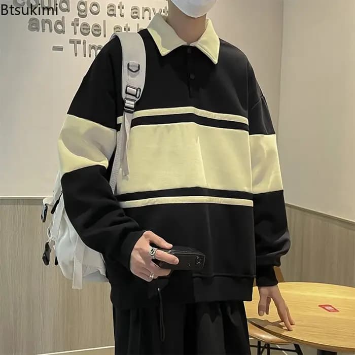 Nouveaux hommes Vintage Street Style sweats à capuche mode couleur blocage conception ample décontracté Hip Hop pulls printemps tendance Couple vêtements