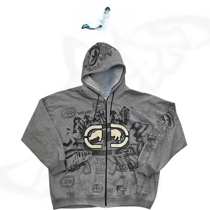 Ecko hommes Graffiti sweat à capuche avec fermeture éclair rue nouveau pull
