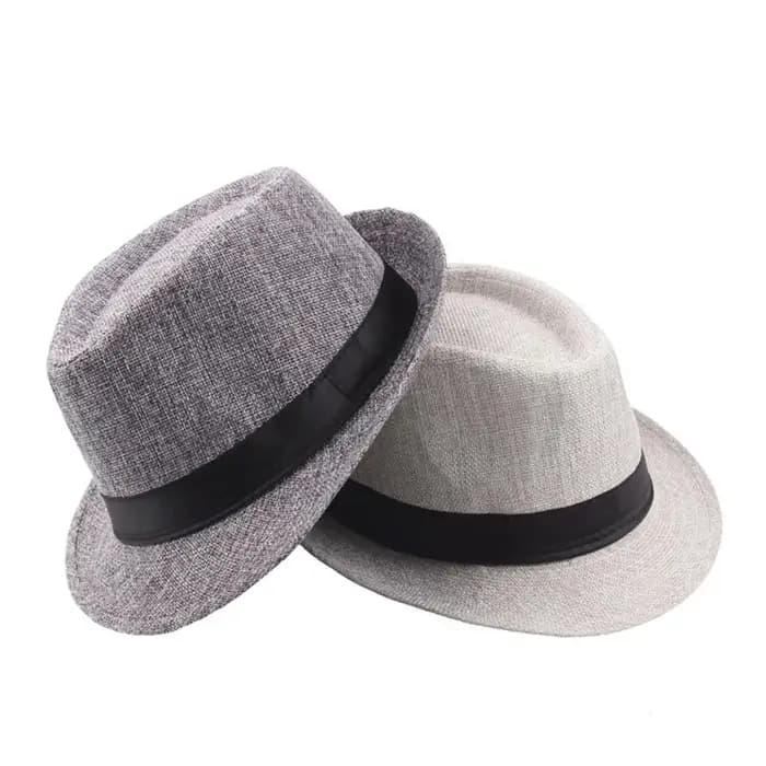 ChimJazz-Casquette Fedora en lin à large bord pour homme
