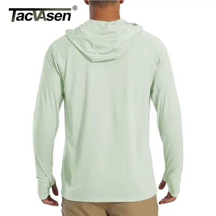 TACVASEN Protection solaire T-Shirts hommes à manches longues à capuche décontracté résistant aux UV