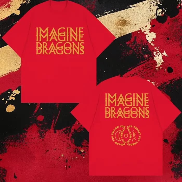 Imagine Dragons Album Tour 2026 T-shirt imprimé double face unisexe surdimensionné 100% coton T-shir