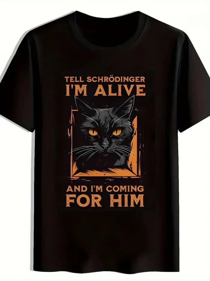 T-shirt Vintage chat avec yeux orange et Schrodinger Humor Meme T-shirt Hip Hop femmes Harajuku Y2k