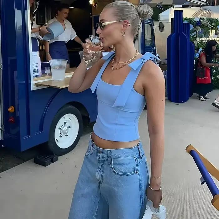 KONDALA Sexy Chic jaune arc hauts femmes fermeture éclair cravate mince court Cami hauts femmes mode