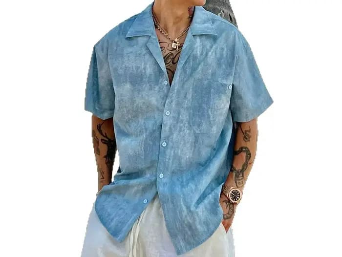 Chemise décontractée ample à manches courtes tie-dye pour homme