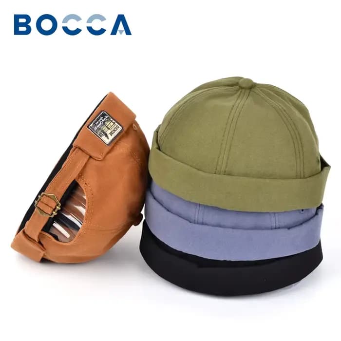 Bocca Vintage Docker casquette sans bords chapeau Skullcap rétro coton réglable couleur unie été automne printemps Hip Hop mode