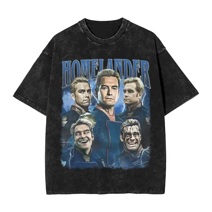 T-shirts délavés Homelander The Boys, T-shirt Streetwear à manches courtes avec motifs pour hommes e