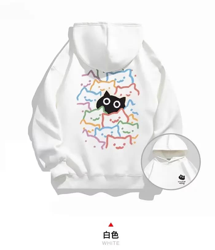 Nouveau Sweat à Capuche Tendance Marque Cat pour Hommes et Femmes - Collection Automne Hiver 2026 - Manteau Polyvalent Ample en Polaire Épaisse