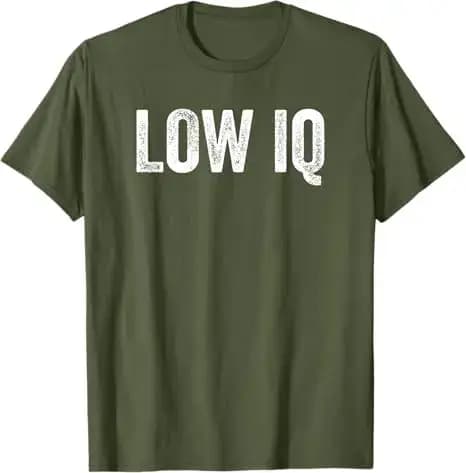 T-shirt humoristique et sarcaste sur le thème des memes 'Faible QI', style Y2K, streetwear personnalisé, unisexe, avec lettrage et citation de blague