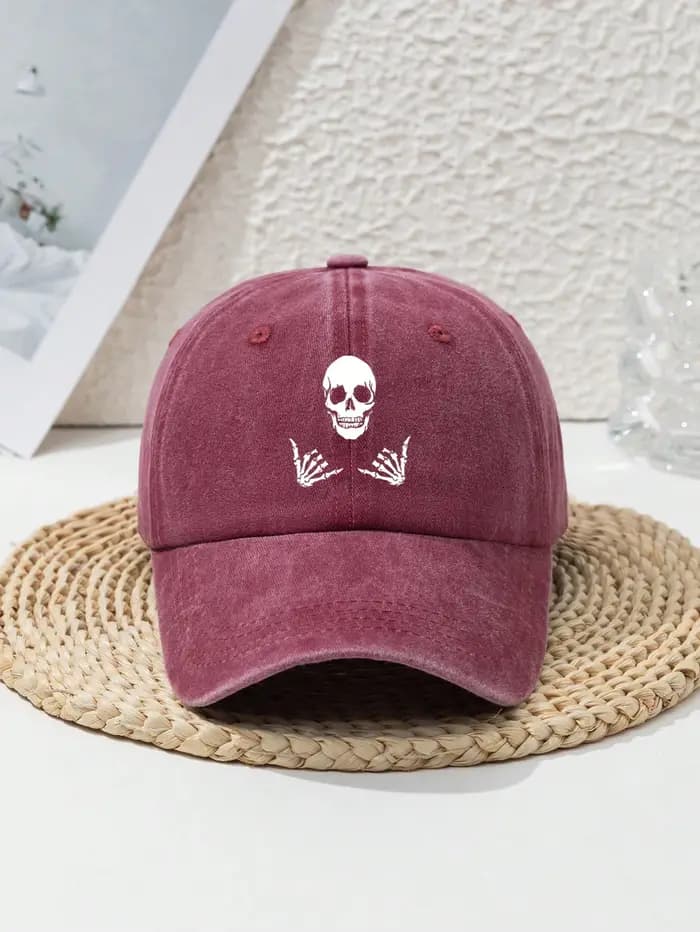 Casquette de baseball à imprimé tête de mort pour hommes et femmes