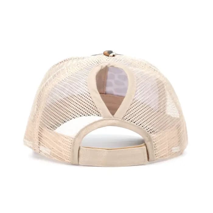 Nouvelle casquette de baseball européenne à imprimé léopard pour queue de cheval haute - Chapeau de soleil camouflage