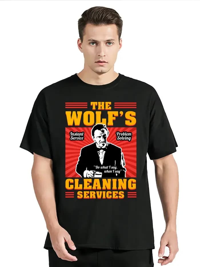 Film Pulp Fiction le loup Vintage T-Shirt vêtements pour hommes surdimensionné