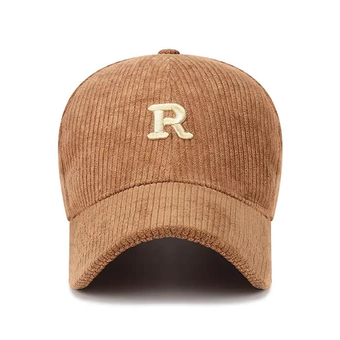 Casquette de baseball en velours côtelé FS Brown à grandes lettres pour hommes et femmes